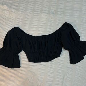 Off Shoulder Puff Sleeve Crop Top